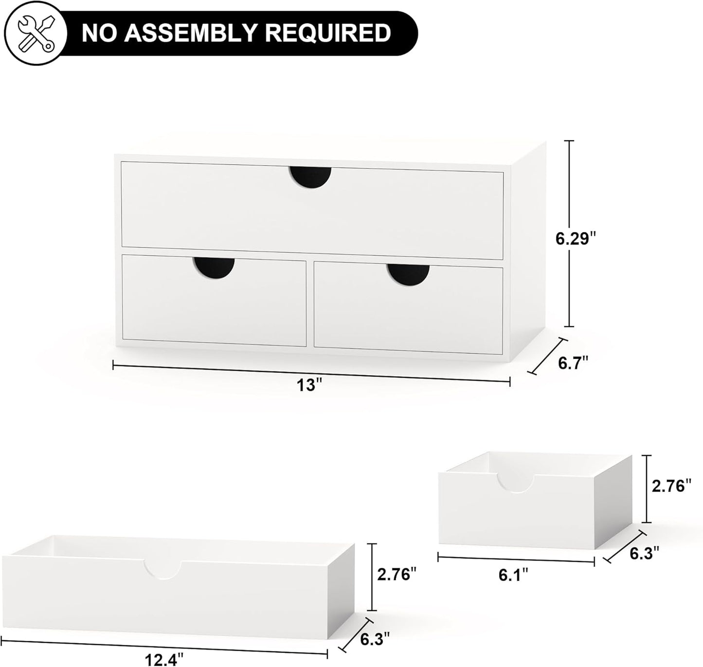 Wisuce Bamboo Desk Organizer - Mini Bamboo Desk Drawer Tabletop Cosmetic Storage Organization for Office or Home White
