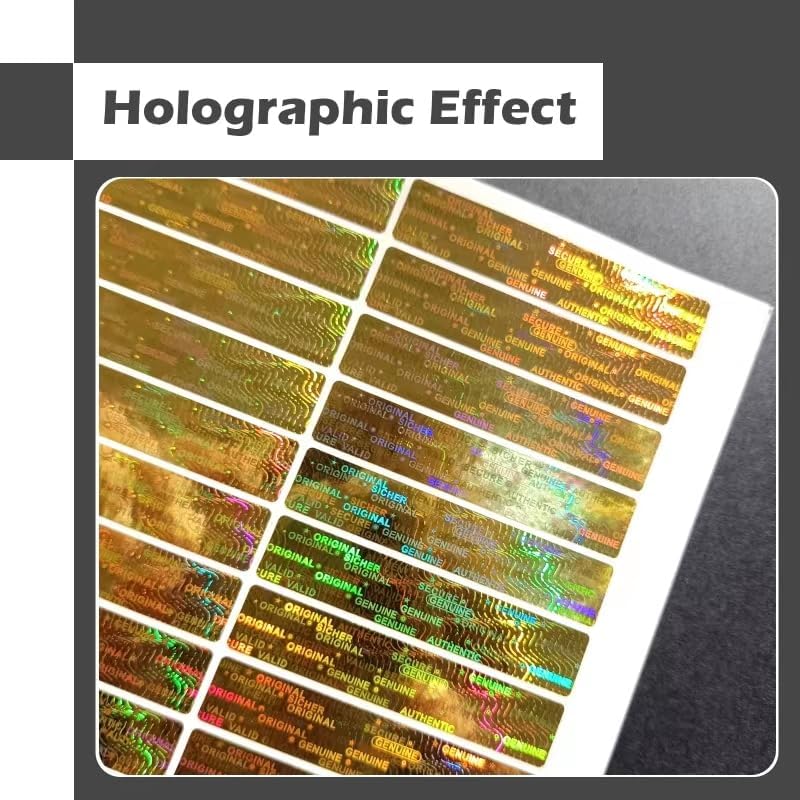2x0.4inch Holographic Warranty Void Labels, Tamper Proof Evident Sticker, Genuine Authentic Security Seal（320，Gold