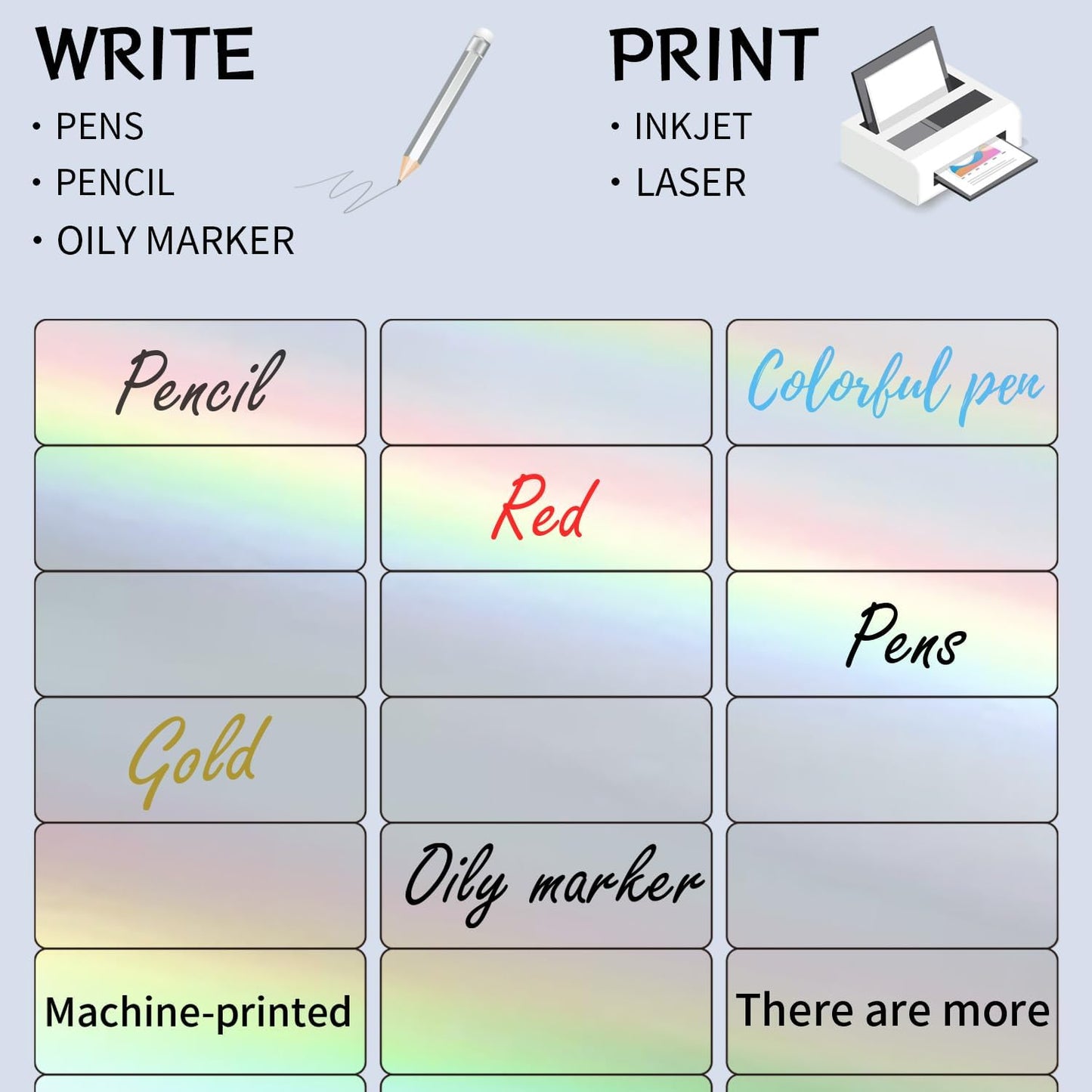 STARLIBOO 1" x 2-5/8" Address Labels- Holographic Color Stickers for Laser/Ink Jet Printer mailing Labels 8.5"×11"- Holographic Silver