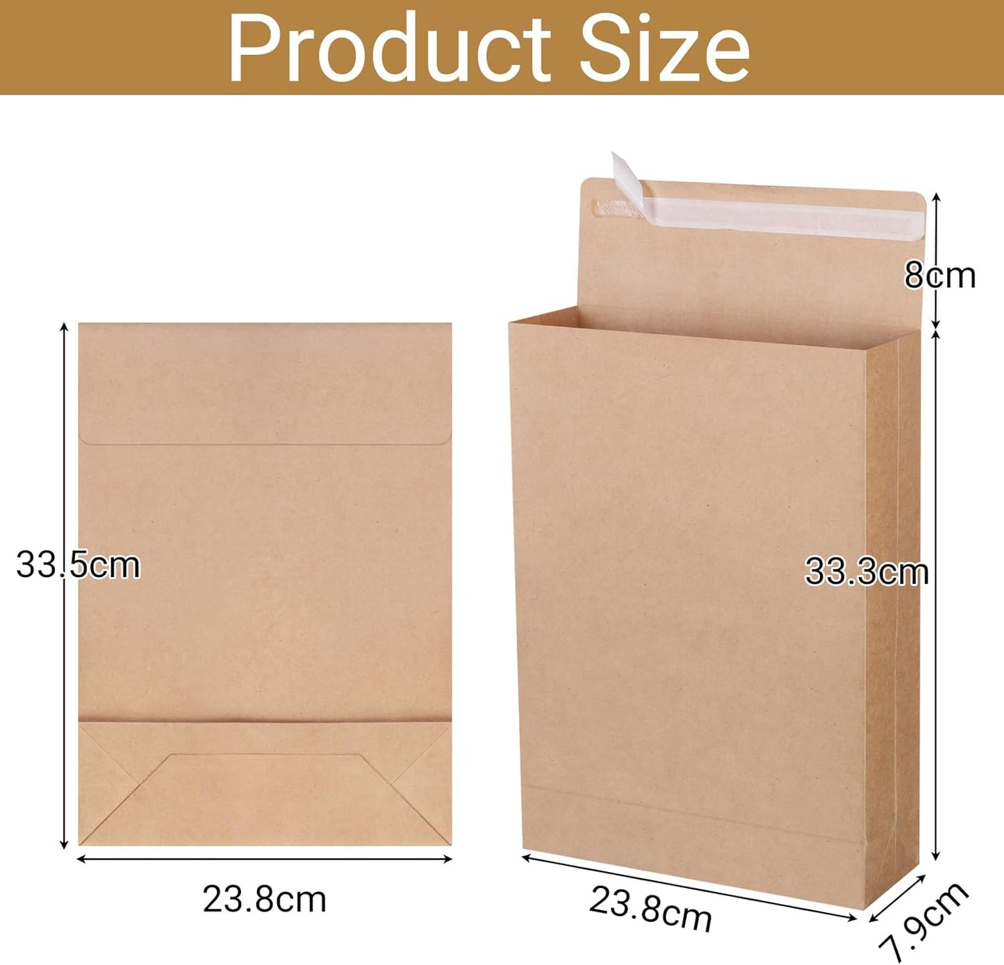 25 Pack 9.4" x 13.2" Large Kraft Expandable Catalog Envelopes, Self Seal Manilla Envelopes Mailing for Documents, Magazines, Photos (Extra labels for Use)