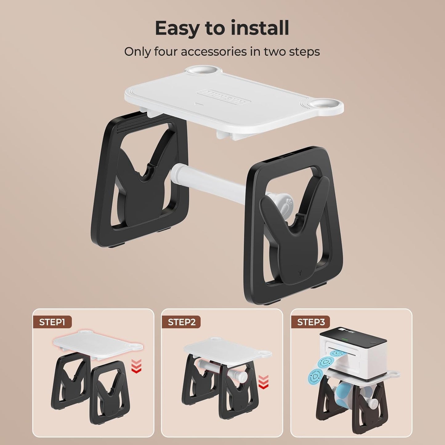 MUNBYN Label Holder for Rolls and Fanfold Labels, Thermal Sticker Holder for Desktop Thermal Printer, Accessory Supplies for Home, Office, Small Business