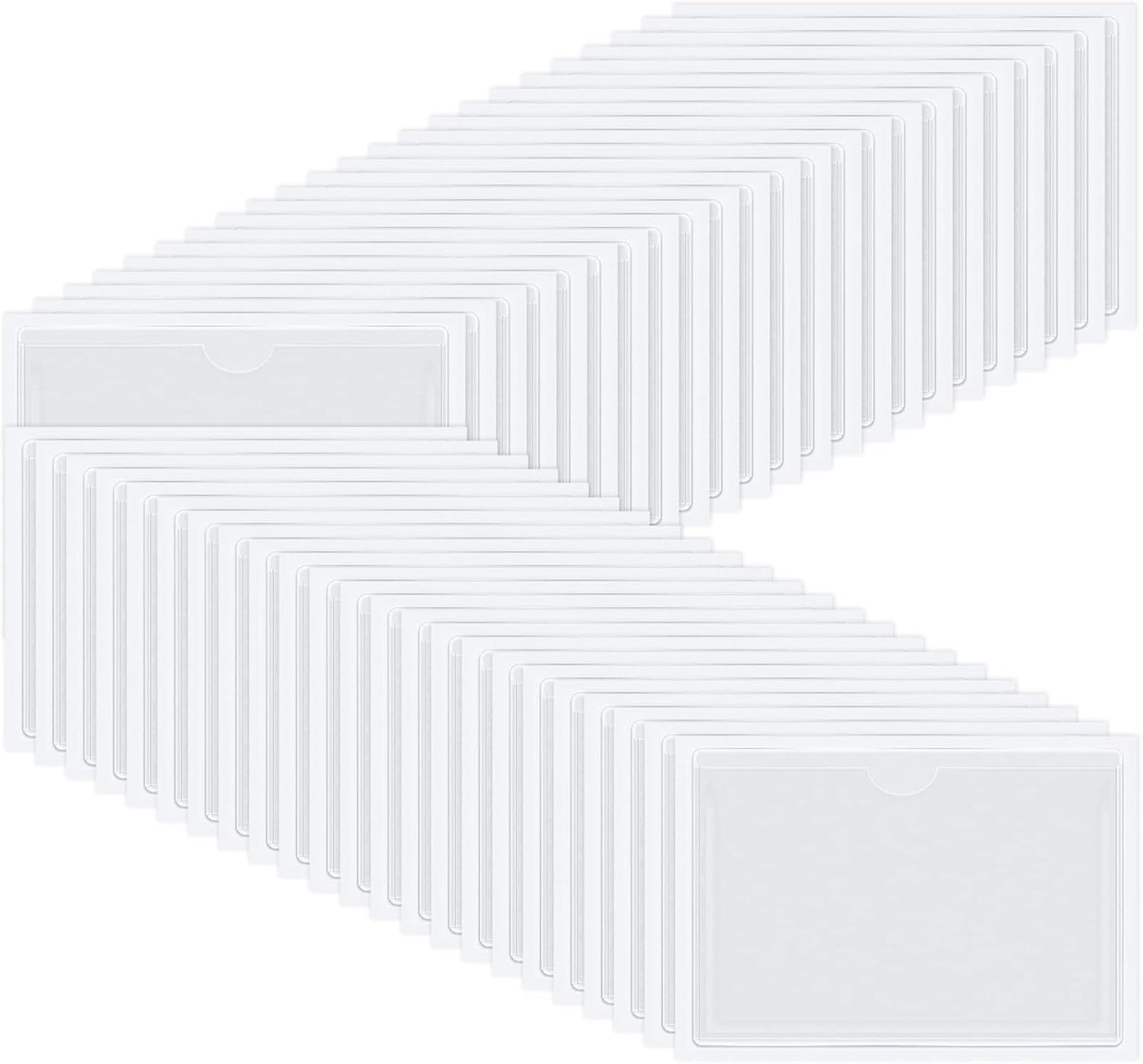 Chinco 30 Pcs Self Adhesive Pockets, Bin Labels for Storage Bins, Clear Pocket Label Sleeves, Plastic Index Card Holder with Top Open for Organizing Bins Box Drawer(5 x 7 Inch)