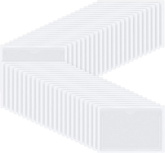 Chinco 30 Pcs Self Adhesive Pockets, Bin Labels for Storage Bins, Clear Pocket Label Sleeves, Plastic Index Card Holder with Top Open for Organizing Bins Box Drawer(5 x 7 Inch)