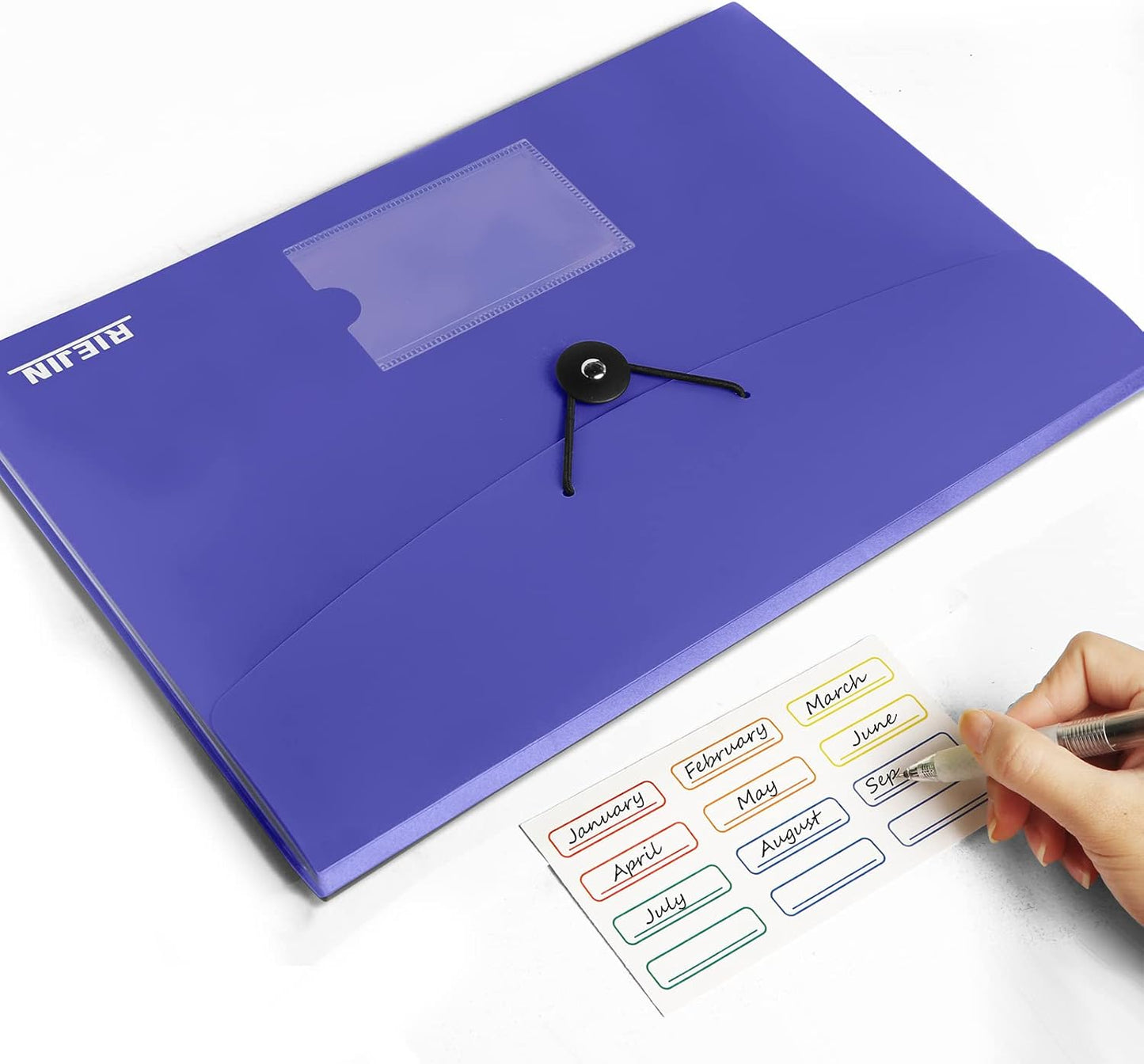 Accordian File Organizer 7 Pocket Expanding File Folder with Labels, Plastic Expandable File Folder for Documents Letter Size A4 Papers - Blue