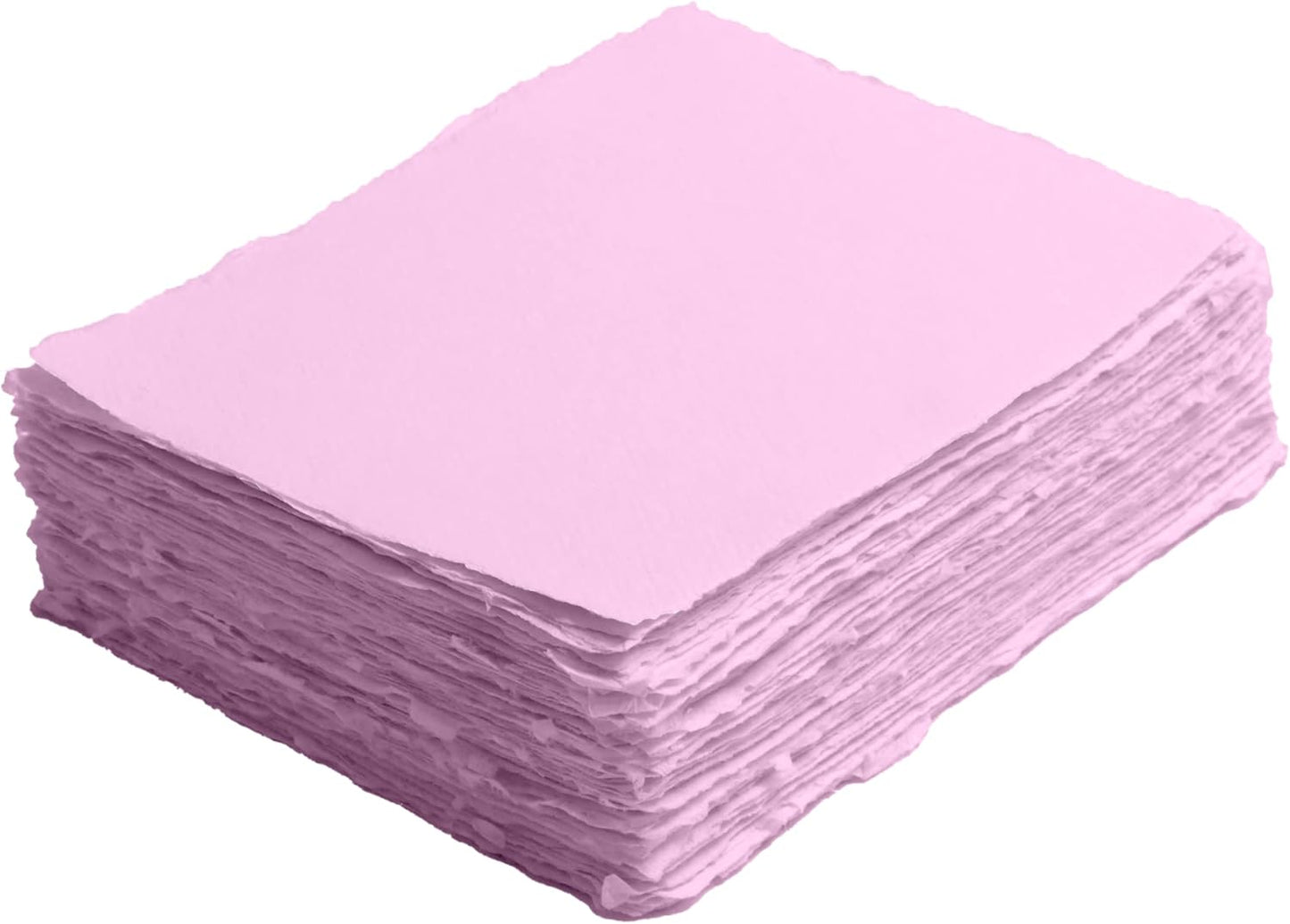 Handmade Cotton Paper with Deckle Edge Recycled Cotton Rag Mixed Media Card Stock for Watercolor, Writers, Invitations, Crafts (Baby Pink Color, 8x8 inch, 150gsm, 50 Pack)