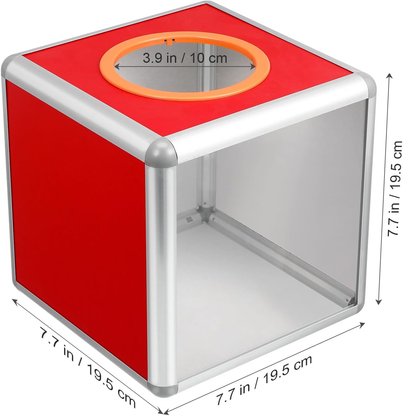 Transparent Lottery Box,20CM Removable Suggestion Ticket Box, Square Donation Collection Case Storage Bin for Raffle Ball Game Case Voting Ballot Aluminum Alloy
