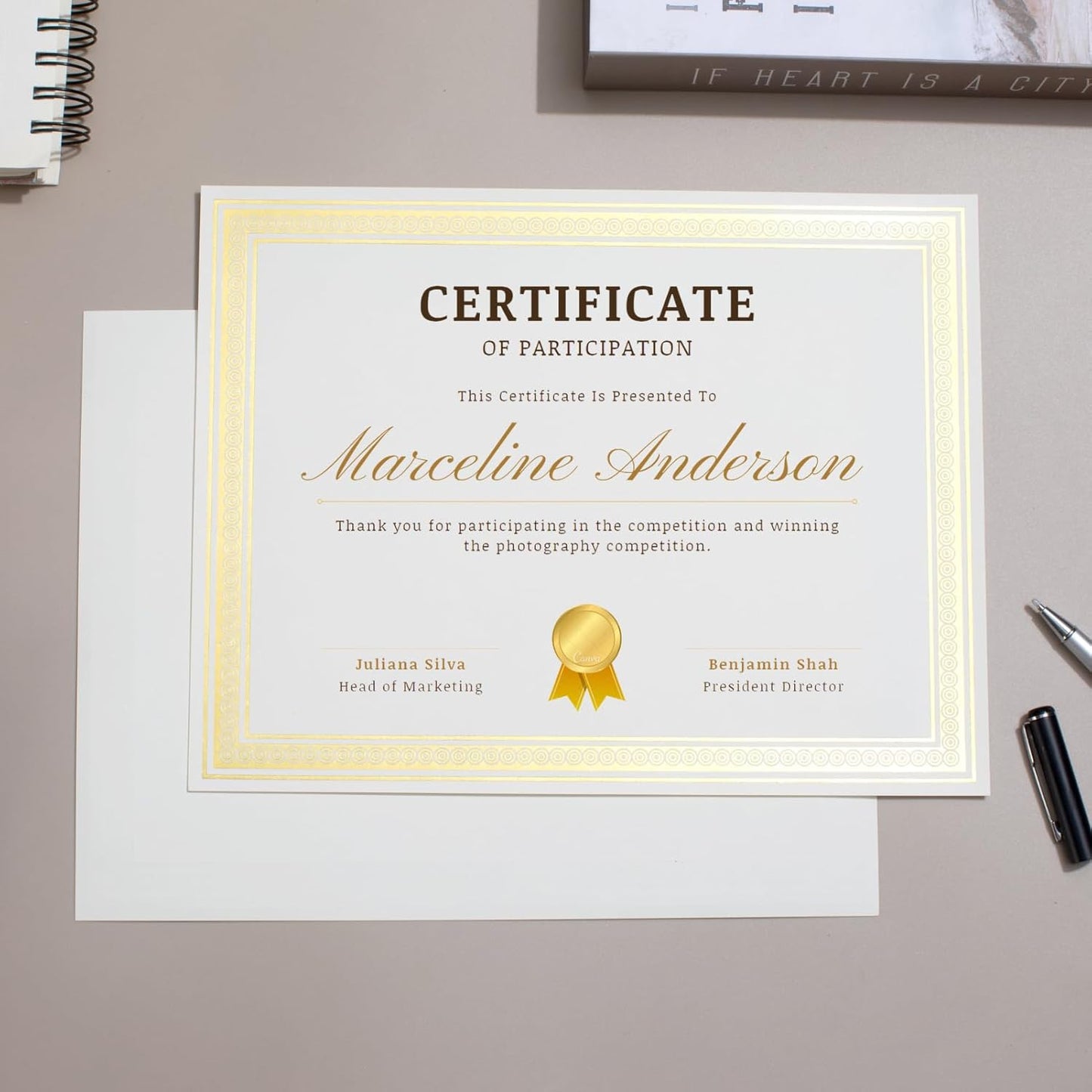 100 Count Certificate Paper 8.5 x 11 for Printing,Blank Gold Foil Border,Award Certificate Paper for Business,Graduation Diploma,School and Achievement (Ivory)