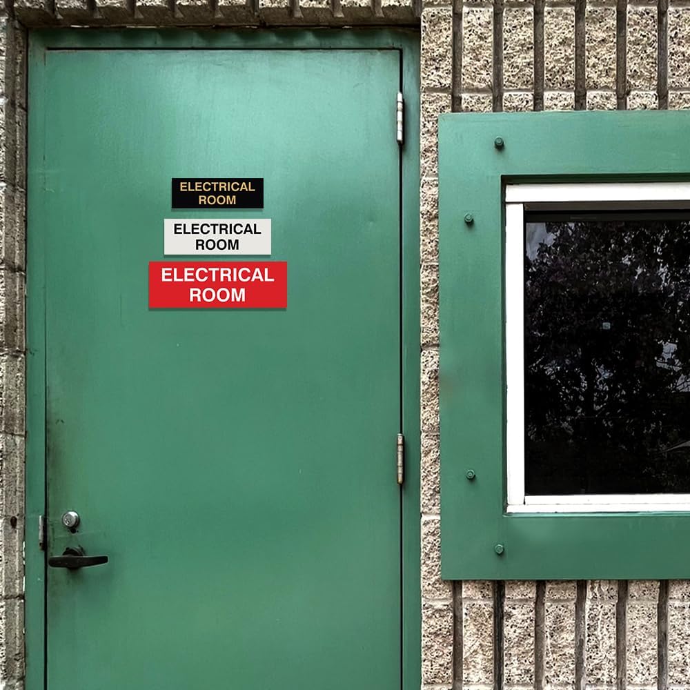 All Quality Basic Electrical Room Door/Wall Sign | Durable Construction | Building Safety - Red/Yellow - Medium (1 Pack)