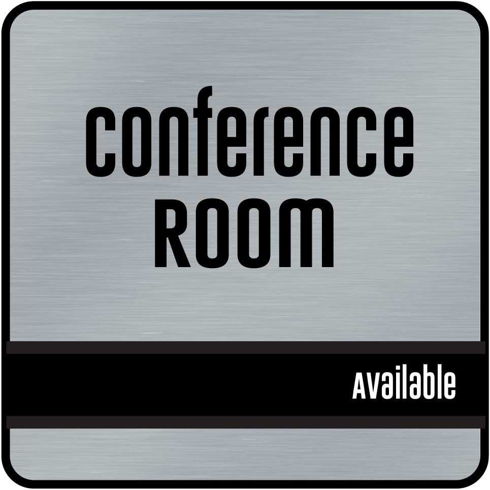 NapTags Conference Room Slider Signs (Silver - Black Frame, 6" x 6")