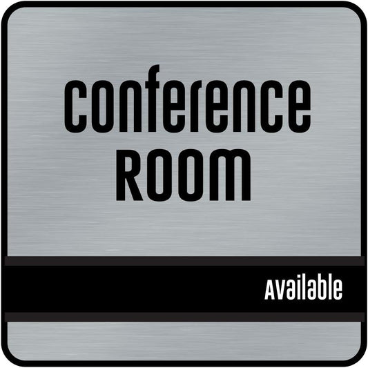 NapTags Conference Room Slider Signs (Silver - Black Frame, 6" x 6")
