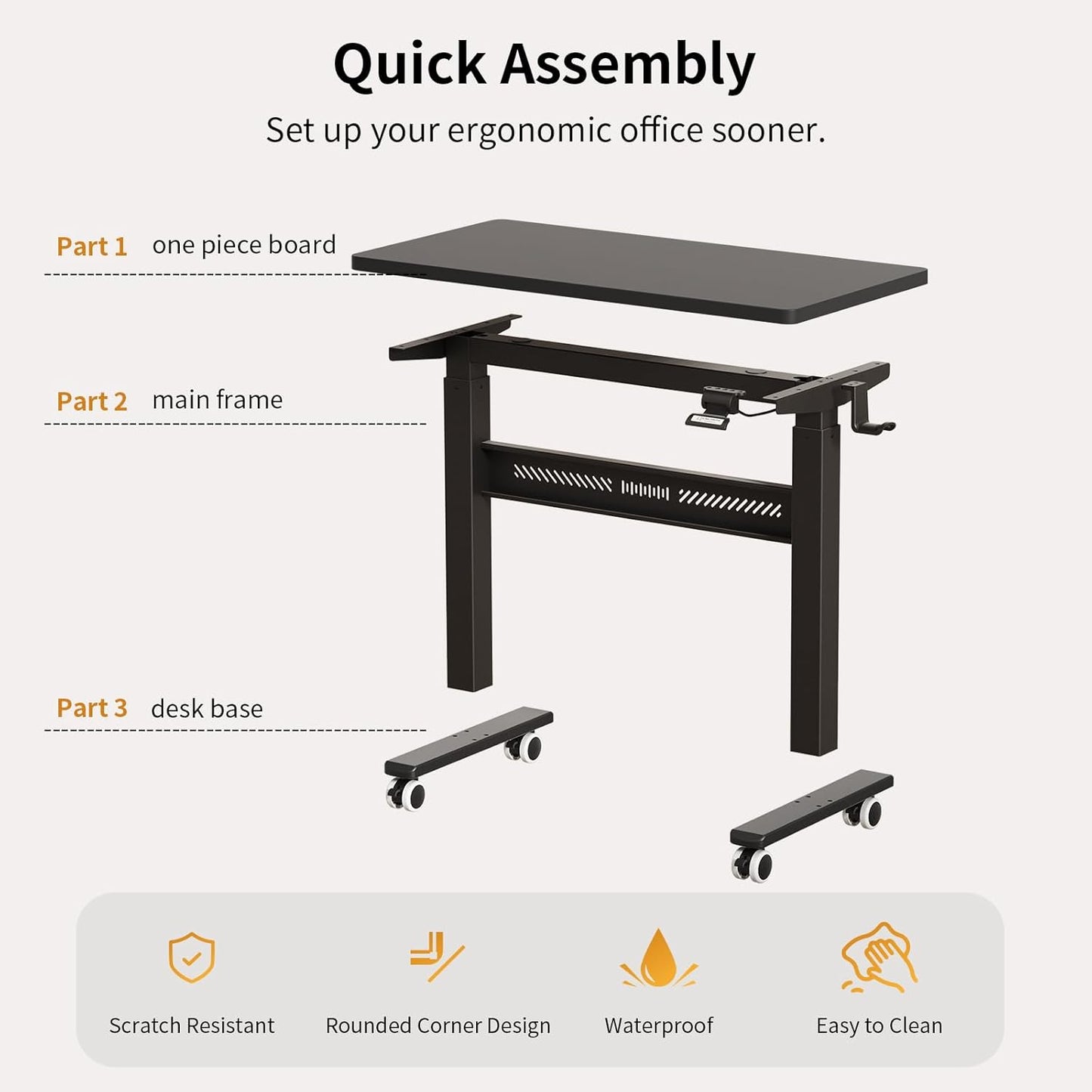 Mobile Walking Pad Desk with Wheels, Pneumatic Small Rolling Standing Desk Riser Height Adjustable (28-43.7") for Treadmill, Portable Computer Table for Home Office, Black