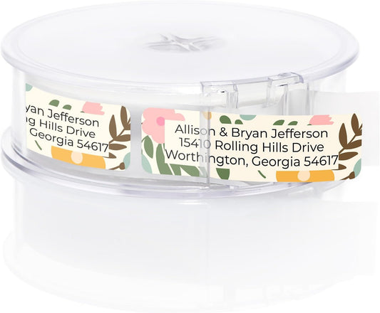 Pastel Floral Rolled Address Labels / 250 Personalized Return Address Labels/Designer Address Stickers in Elegant Plastic Dispenser