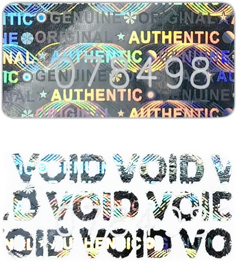 Tamper Proof Stickers Hologram Labels/Sticker High Security Tamper Evident Seal Warranty Void w/Unique Sequential Serial Numbering Original Genuine Authentic Rectangle (0.8x0.4 inch Sliver 180pcs)