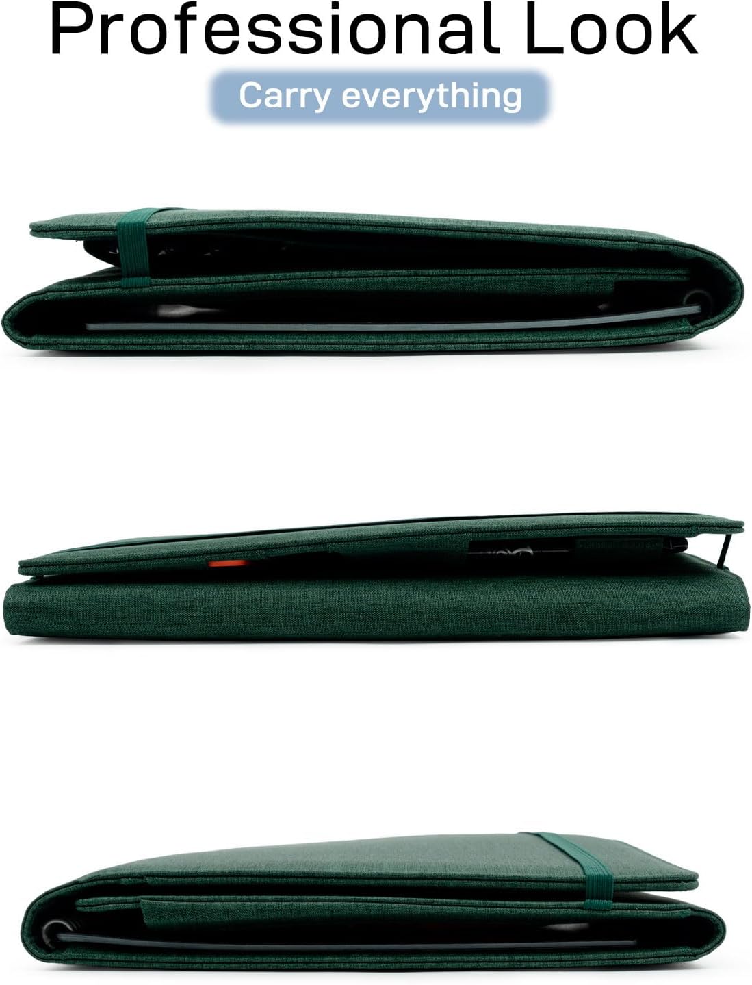 Sturdy Planner Cover for Rocketbook Smart Notebook - Water-Resistant Fabric Padfolio, Business Padfolio with Zipper Pen Pocket, Fits 8.5 x 11 Letter Size, Rocketbook Accessories (Green)