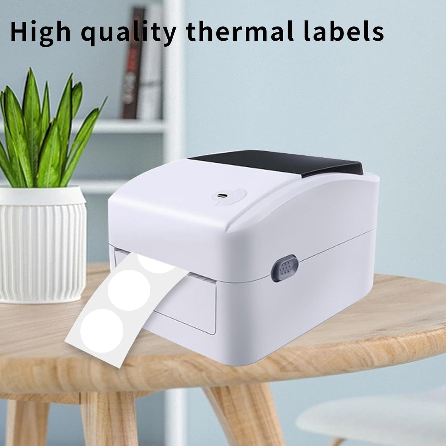 1 Inch White Round Thermal Sticker Labels, Self-Adhesive Circle Direct Thermal Label, Multi-Purpose Roll Sticker with Perforation Line（ 1000 Labels, 2 Rolls ）