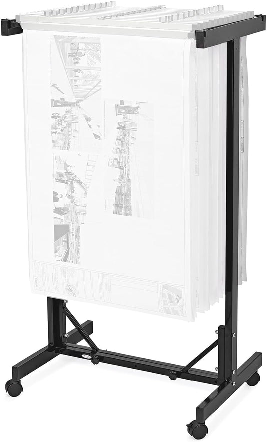 Adir Mobile Blueprint Storage Rack - Adjustable Mobile Blueprint Holder, Vertical Architect Drawing Rack with Wheels, Poster Rack Display, Construction Plans Holder (Without Blueprint Clamps)