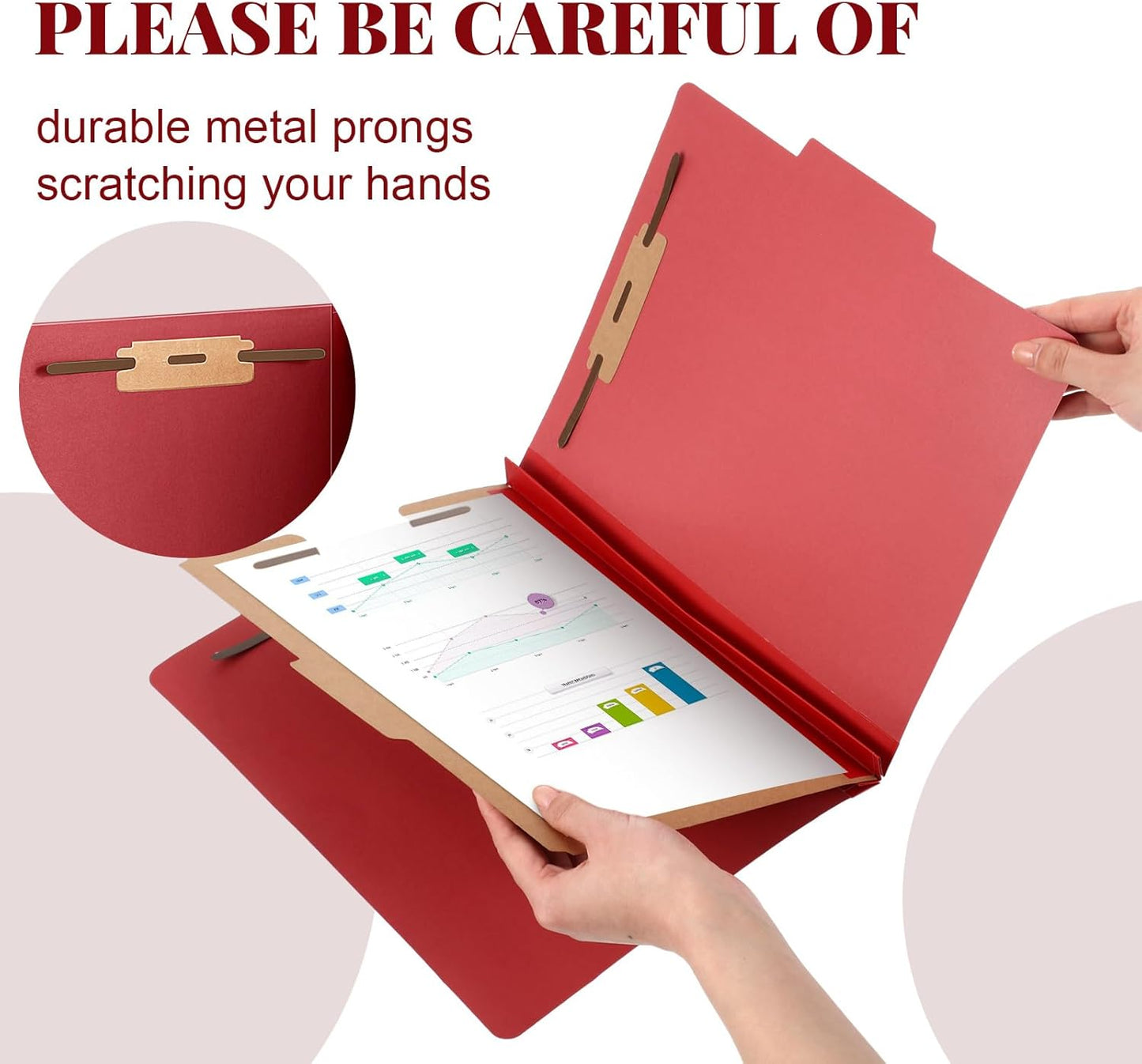 60 Pcs Classification Folders Letter Size, 1 Divider Pressboard File Folder with Fasteners, Expanding File Organizer Bulk for Teachers, Clergy, Office, Church, Christmas Donations (Red)