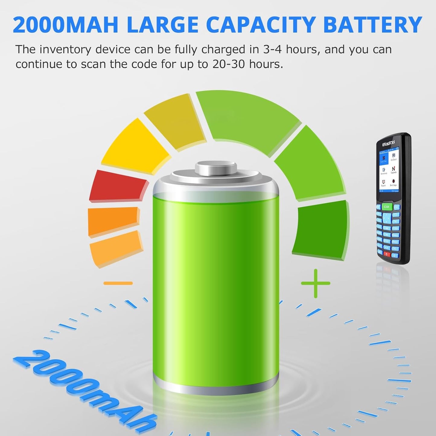 Wireless Barcode Scanner, Portable Inventory Scanner 1D&2D&PDF417 Handheld Bar Code Scanners for Collector Data Terminal Inventory Device QR Code Reader with 2.8 Inch TFT Color Screen