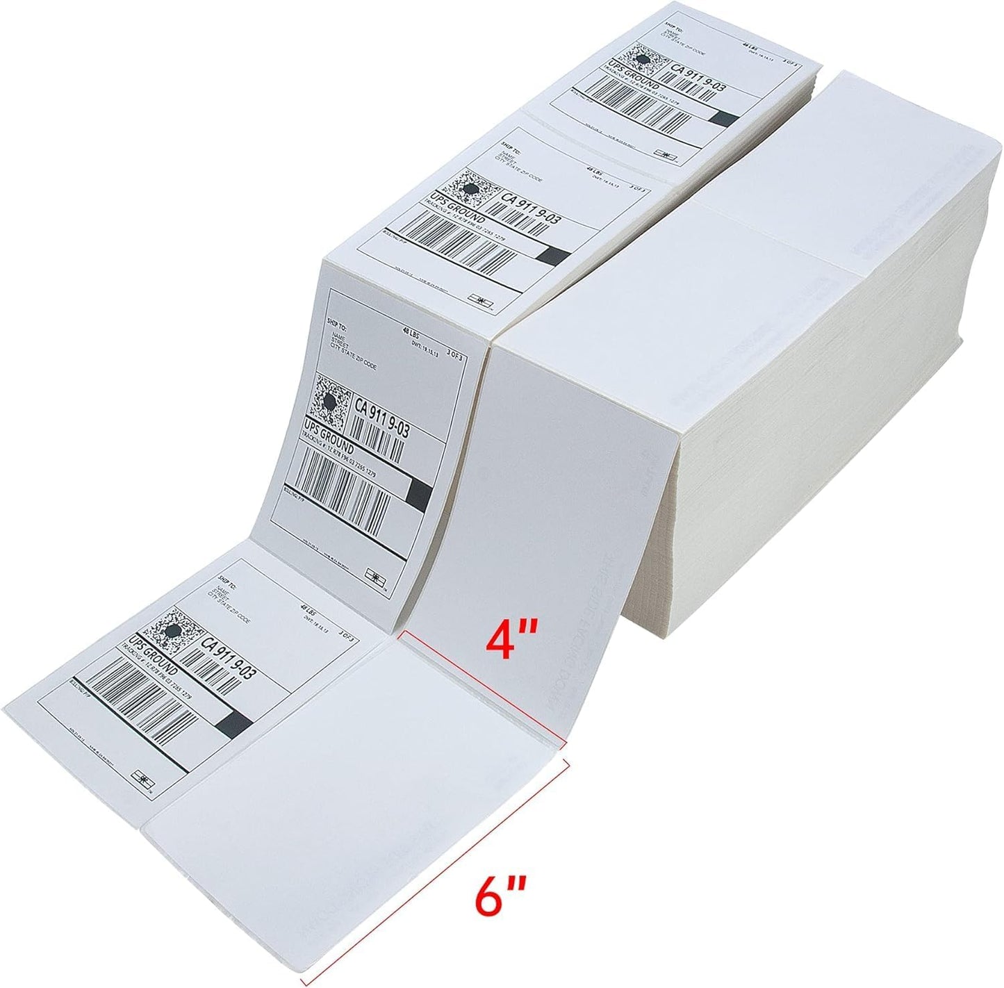 L LIKED 4000 Fanfold 4" x 6" Direct Thermal Labels, with Perforated line for Thermal Printers - Compatible with Zebra & Rollo Printer