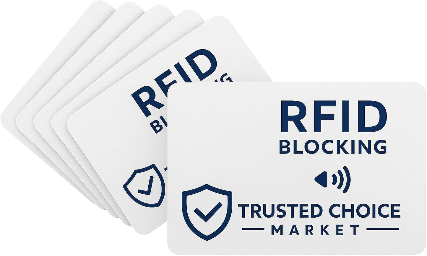 RFID Blocking Cards 6-Pack – NFC Contactless Protection for Credit, Debit, ID, ATM Cards & Passport – Slim Anti-Theft Card Blocker for Wallet & Purse (Grey)