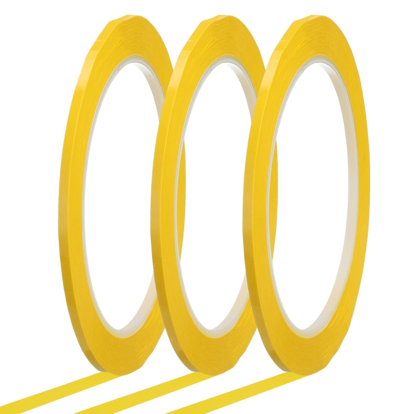 MECCANIXITY Whiteboard Tape 1/8" x 72 Yard Pinstripe Graphic Chart Line Grid Marking Tapes for Classroom Office Dry Erase Board Art, Dark Yellow, Pack of 3