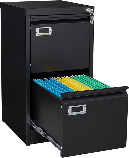 SISESOL 2 Drawer File Cabinet with Lock and Tag,Narrow Two Drawer Filing Cabinet,Vertical Metal File Cabinets,Small Filing Cabinets for Home Office Fit Letter/A4/Legal Size File,Easy Assembly
