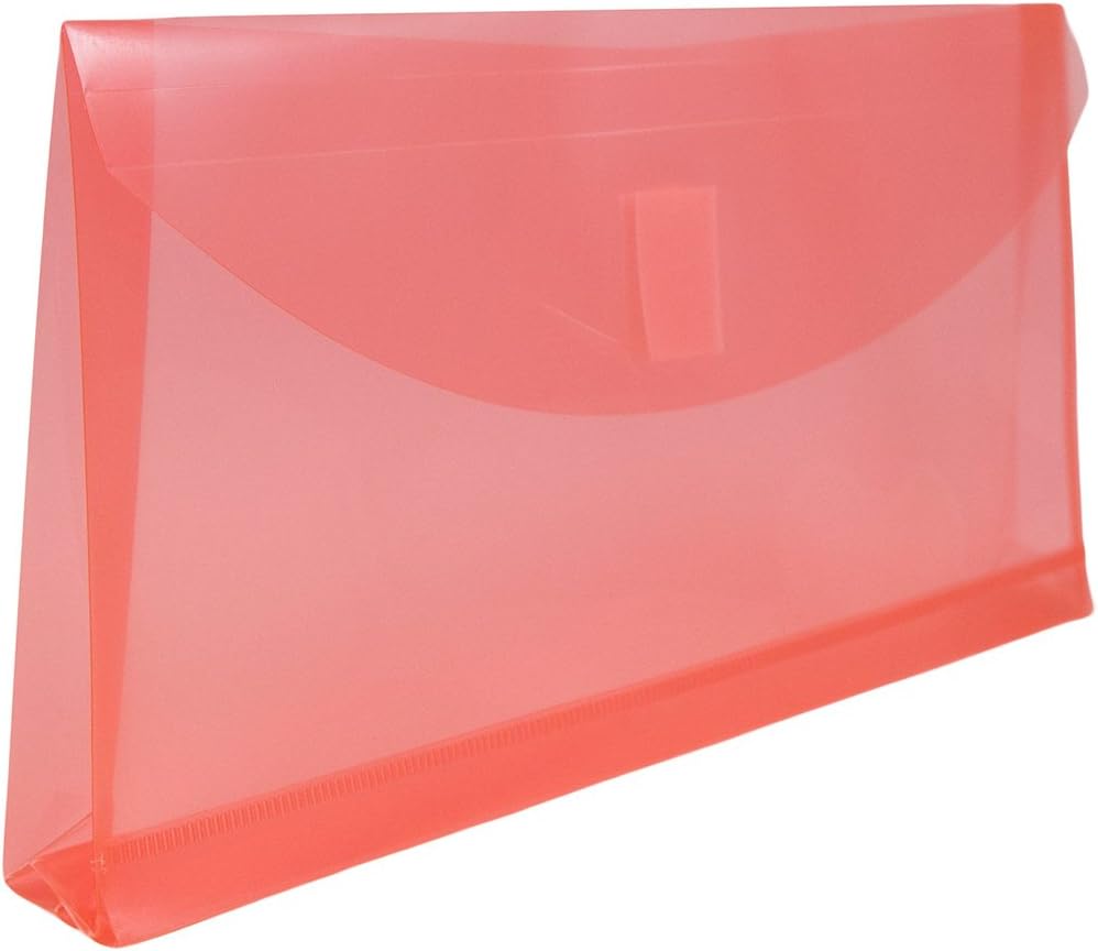 JAM PAPER Plastic Expansion Envelopes with Hook & Loop Closure - #10 Booklet Wallet - 5 1/4 x 10 with 1 Inch Expansion - Red - 12/Pack