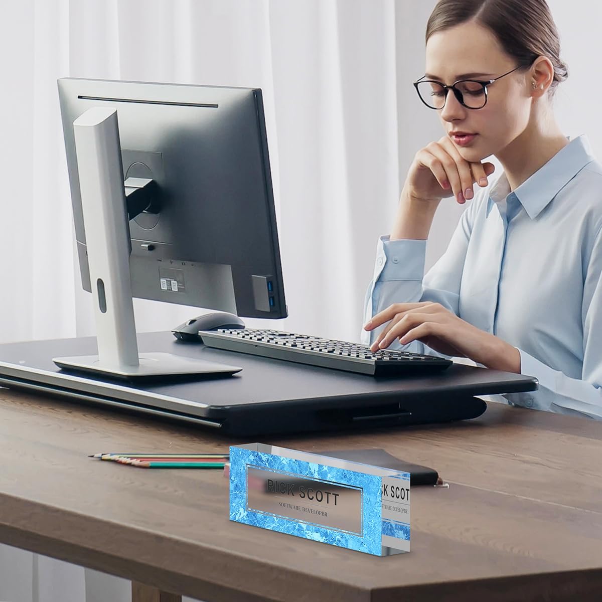 Nameplates Set: Office Desk Name Plate Personalized, Desk Name Plates for Office, Teacher Name Plate for Desk