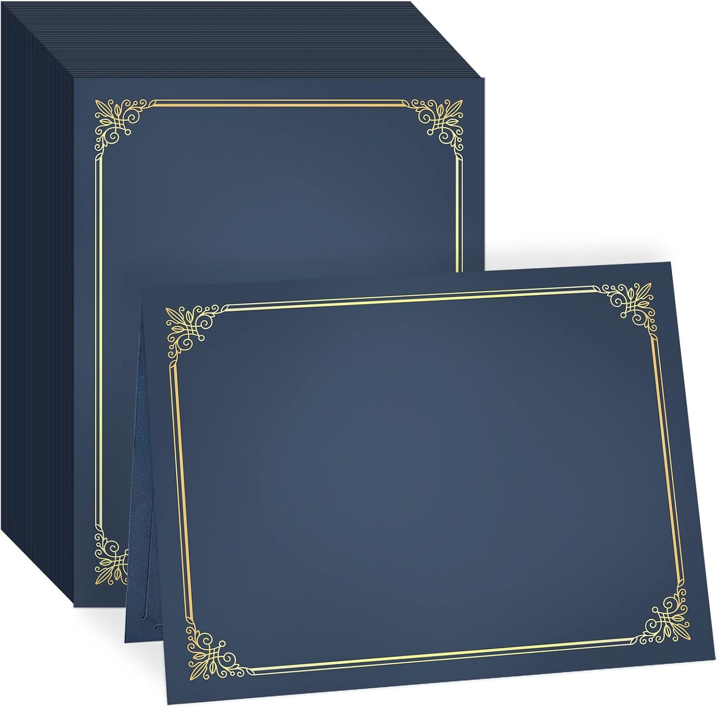 GNL 50 Packs Blue Certificate Holders - Diploma Holders, Certificate Covers with Gold Foil Border, for Letter Size 8.5 x 11 Award Certificate Paper and Documents