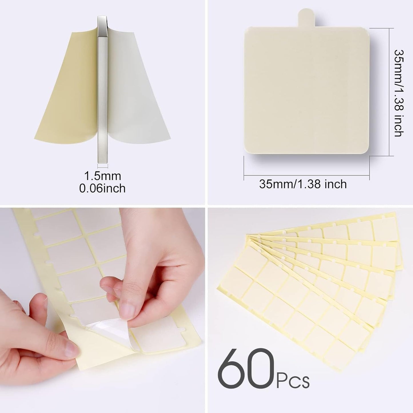 Sonicism Pyramid Sound Proof Foam Panels Double Sided Tape Squares 60 Pack, Heavy Duty Wall Mounting Tape Squares for Polyester Foam Acoustic Panels, 1.4-in Squares, Transparent