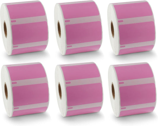 BETCKEY - Compatible DYMO 30334 (2-1/4" x 1-1/4") Medium Multipurpose Barcode/FNSKU Labels - Compatible with Rollo, DYMO Labelwriter 450, 4XL & Zebra Desktop Printers[6 Rolls, 6000 Labels, Pink]