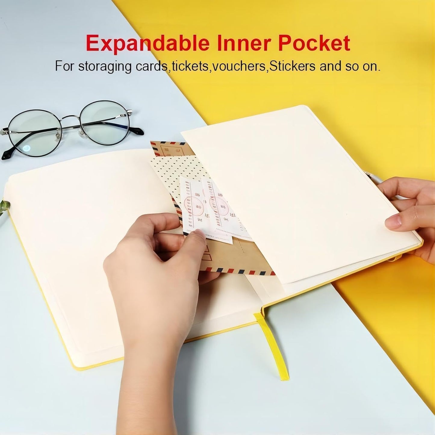 POPRUN A5 Lined Journal Notebooks, Leather Hardcover Thick Notebook for Writing, Business Work, Travel, School, College, Christmas, 5.5 x 8.3 inch, 240 Pages Classic Ruled Journals Notepad, Black