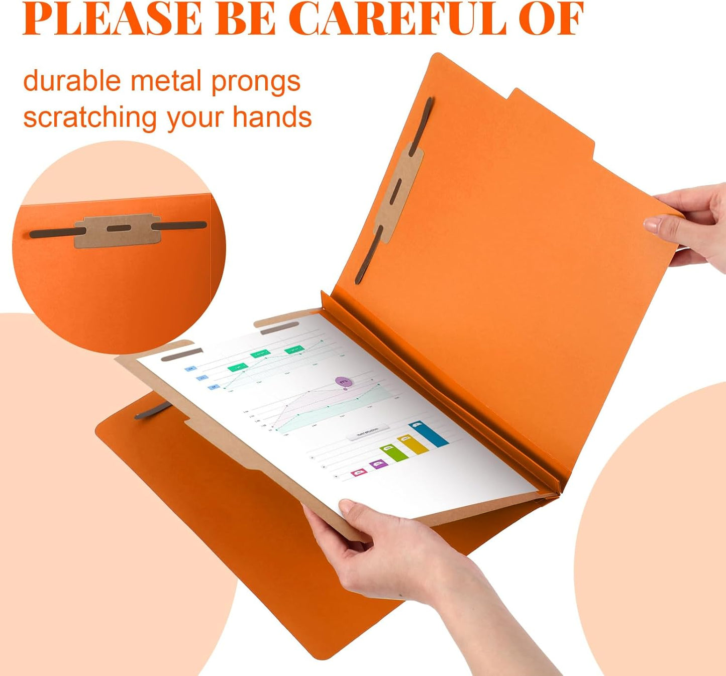 60 Pcs Classification Folders Letter Size, 1 Divider Pressboard File Folder with Fasteners, Expanding File Organizer Bulk for Teachers, Clergy, Office, Church, Christmas Donations (Orange)