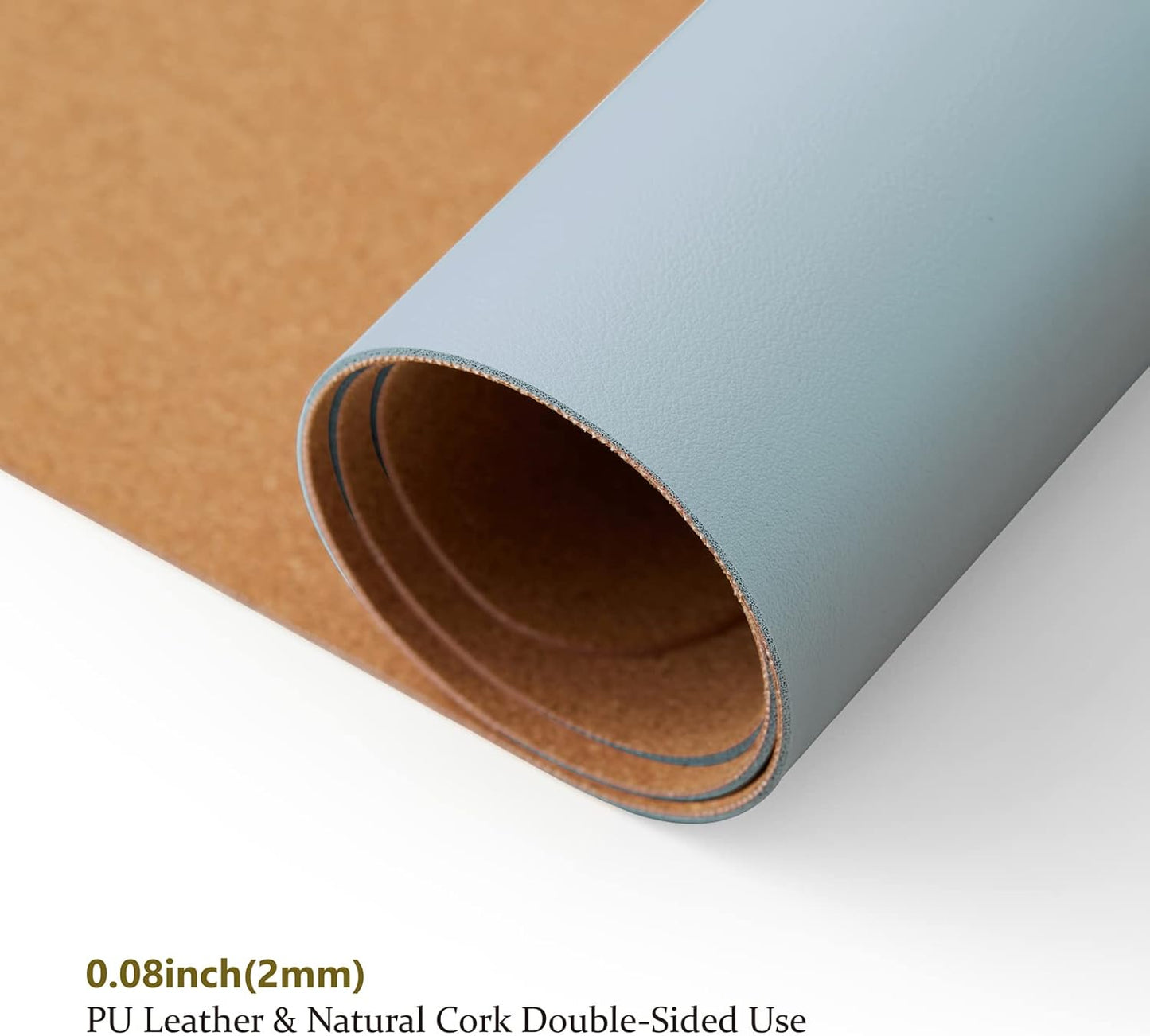 Large Cork Desk Mat - 47.2"x 17" Desk Pad for Office and Home - Ideal for Large Mouse Pad and Desk Mats on Top of Desks(Light Blue)