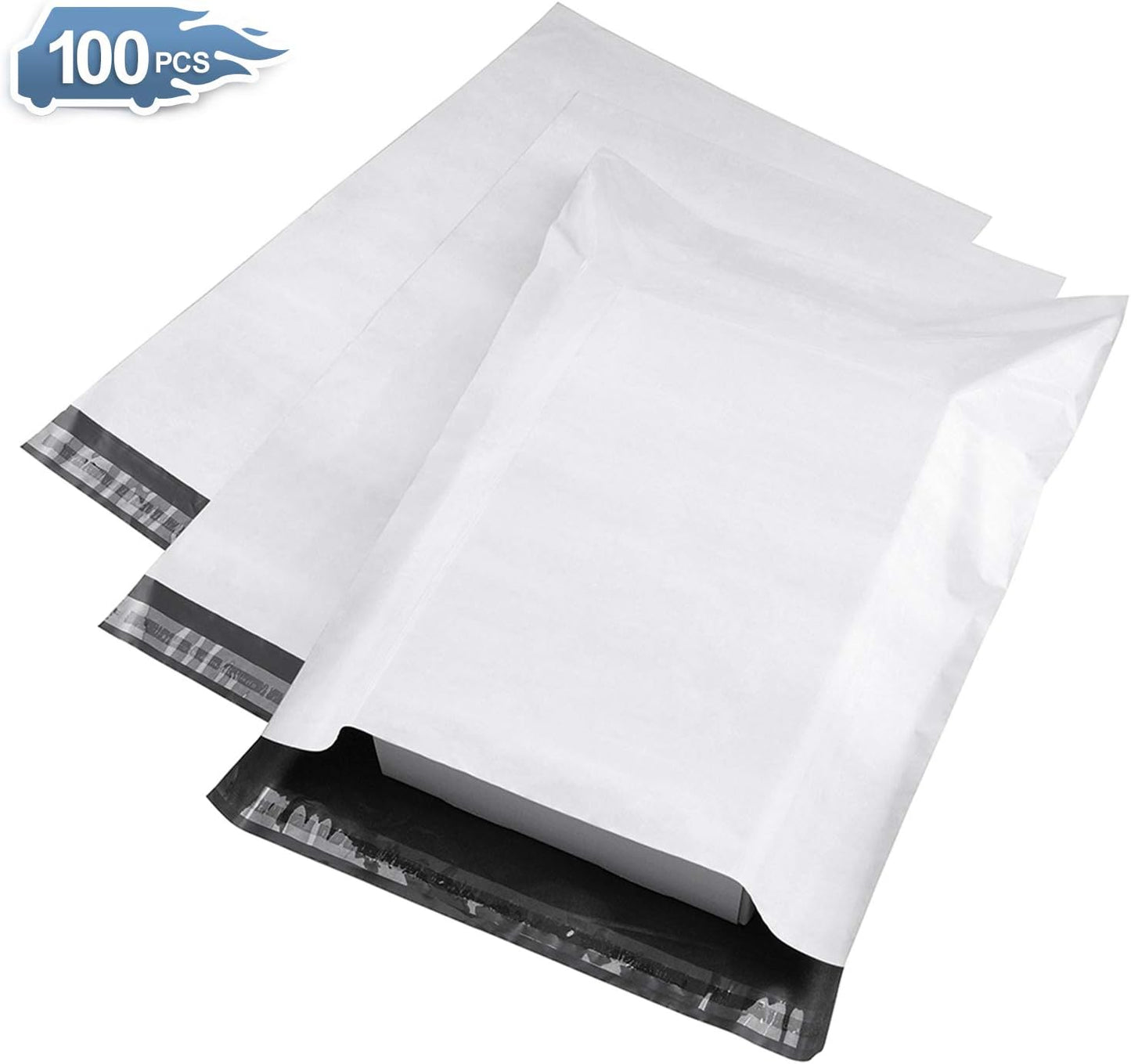 Metronic 100 Pcs 9x12" White Poly Mailer Envelopes Shipping Bags with Self Adhesive, Waterproof and Tear-Proof Postal Bags (White)