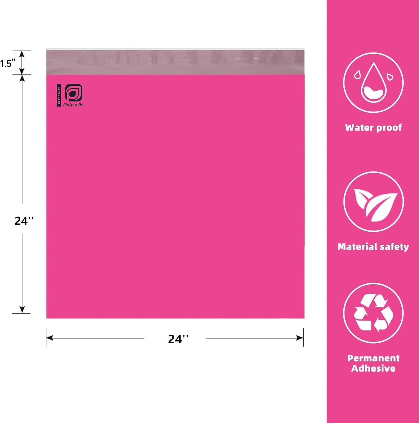 POLYSELLS Poly Mailers Shipping Envelopes, Strong Adhesive Sealing, Waterproof, and Tear-resistant Postal Mailing Bags. Mailer Bags for clothing, books, and accessories (Pink, 24"x24" 50 PCS)