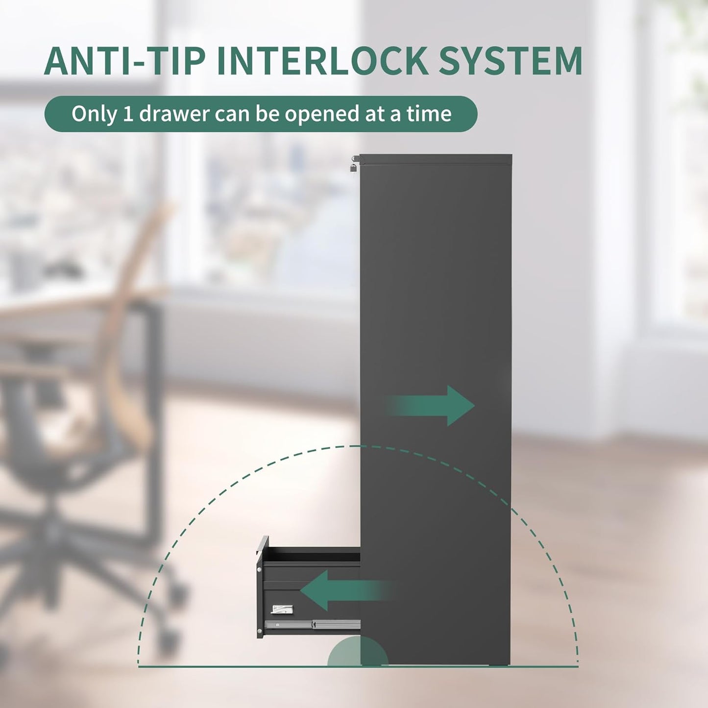 5 Drawer File Cabinet, Metal Vertical Filing Cabinets for Home Office, Steel Storage Cabinet for Hanging Legal/Letter Size Files, Assembly Required (Black)