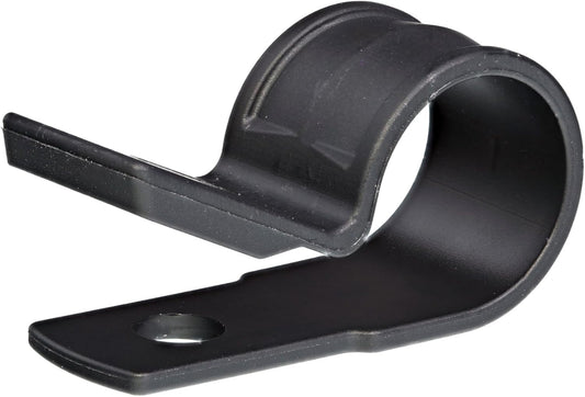 Secure 1/2 Inch Premium R Type UV Black Nylon Screw Mount Cable Clamp for Wire Management - 100 Pack