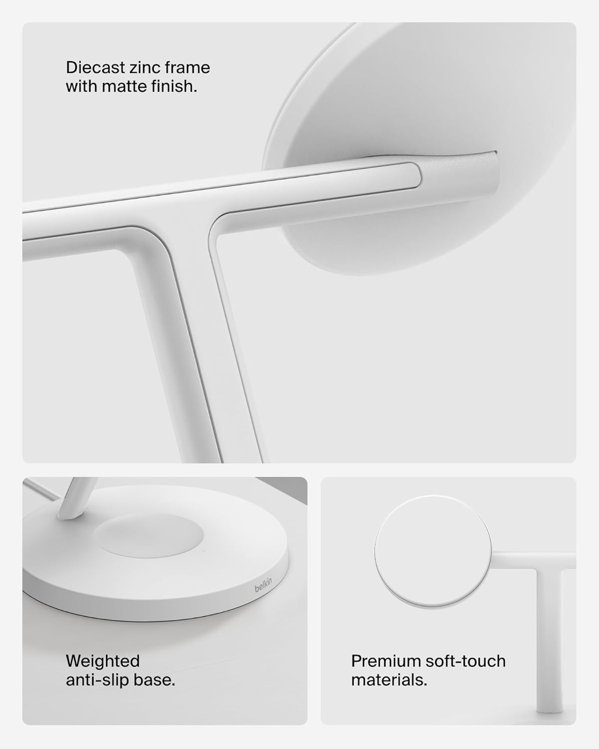 Belkin MagSafe-Compatible Charger, 3-in-1 Wireless Charging Station, Qi2-Certified 15W Wireless Charge for Apple iPhone 16 Series, Apple Watch, AirPods w/Non-Slip Base, 40W Included - White