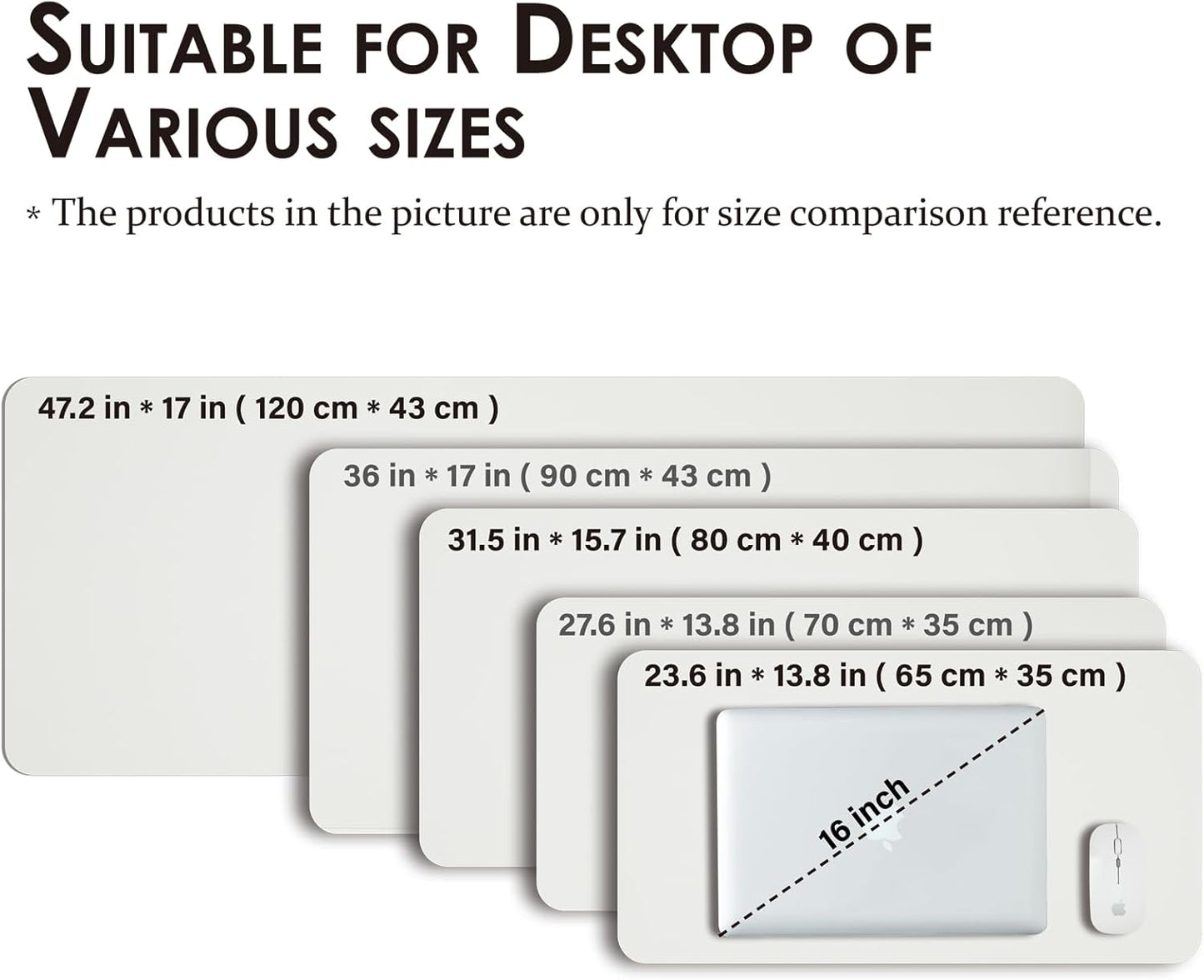 Large Desk Mat - 47.2"x 17" Non-Slip PU Desk Pad for Office and Home - Ideal for Large Mouse Pad and Desk Mats on Top of Desks(White)
