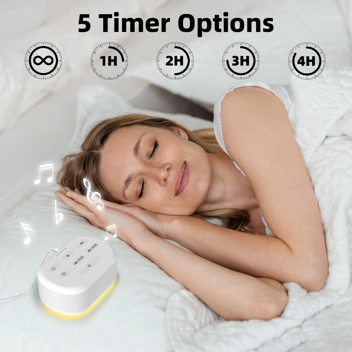 White Noise Machine Sound Machine 30 Soothing Sounds Brown Noise Machine with 12 Night Light Colors Sleep Sound Machine for Adults Baby Kids Noise Canceling for Office Home Privacy Auto-Off Timer