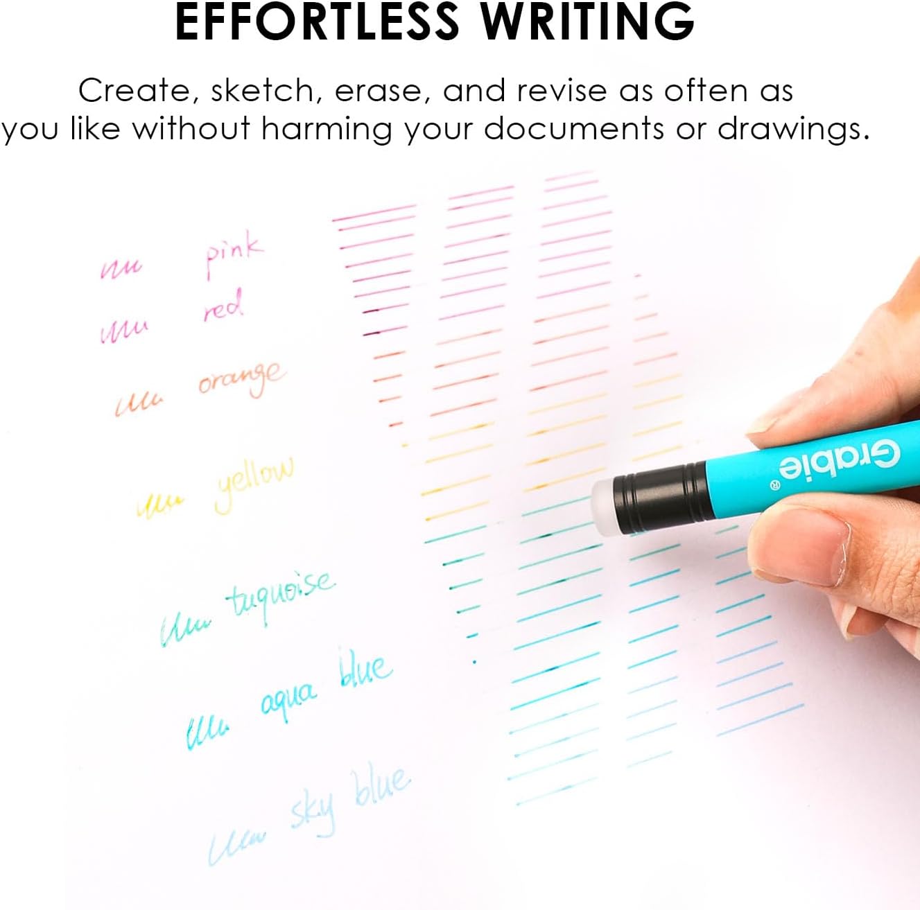 Grabie 36 Colors Erasable Gel Pens, Make Mistakes Disappear Colored Pens, Assorted Color Inks for Drawing Writing Planner, Set of 36