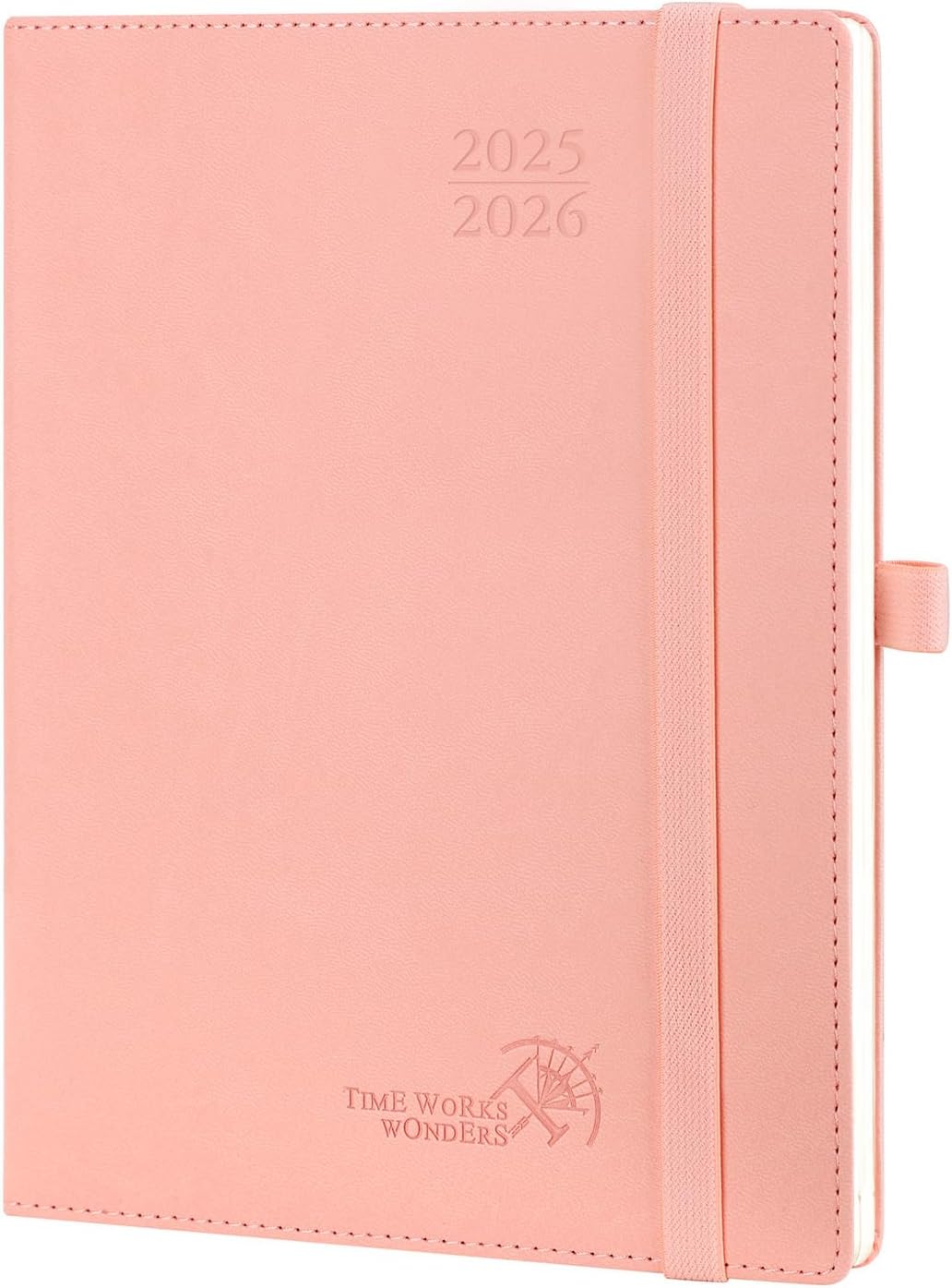 POPRUN Planner 2025-2026 (Medium - 6.5'' x 8.5'') Academic Weekly Calendar (July 2025 - June 2026) with Hourly Time Slots, Monthly Tabs, 100GSM Thick Papers, Leather Soft Cover - Pink