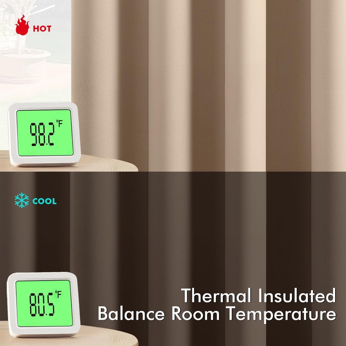 MIULEE Beige Blackout Curtains for Bedroom Living Room 84 Inches Long 2 Panels, Thermal Insulated Room Darkening Drapes Solid Grommet Top Noise Reduction Light Blocking Window Treatments 40x84 Inch