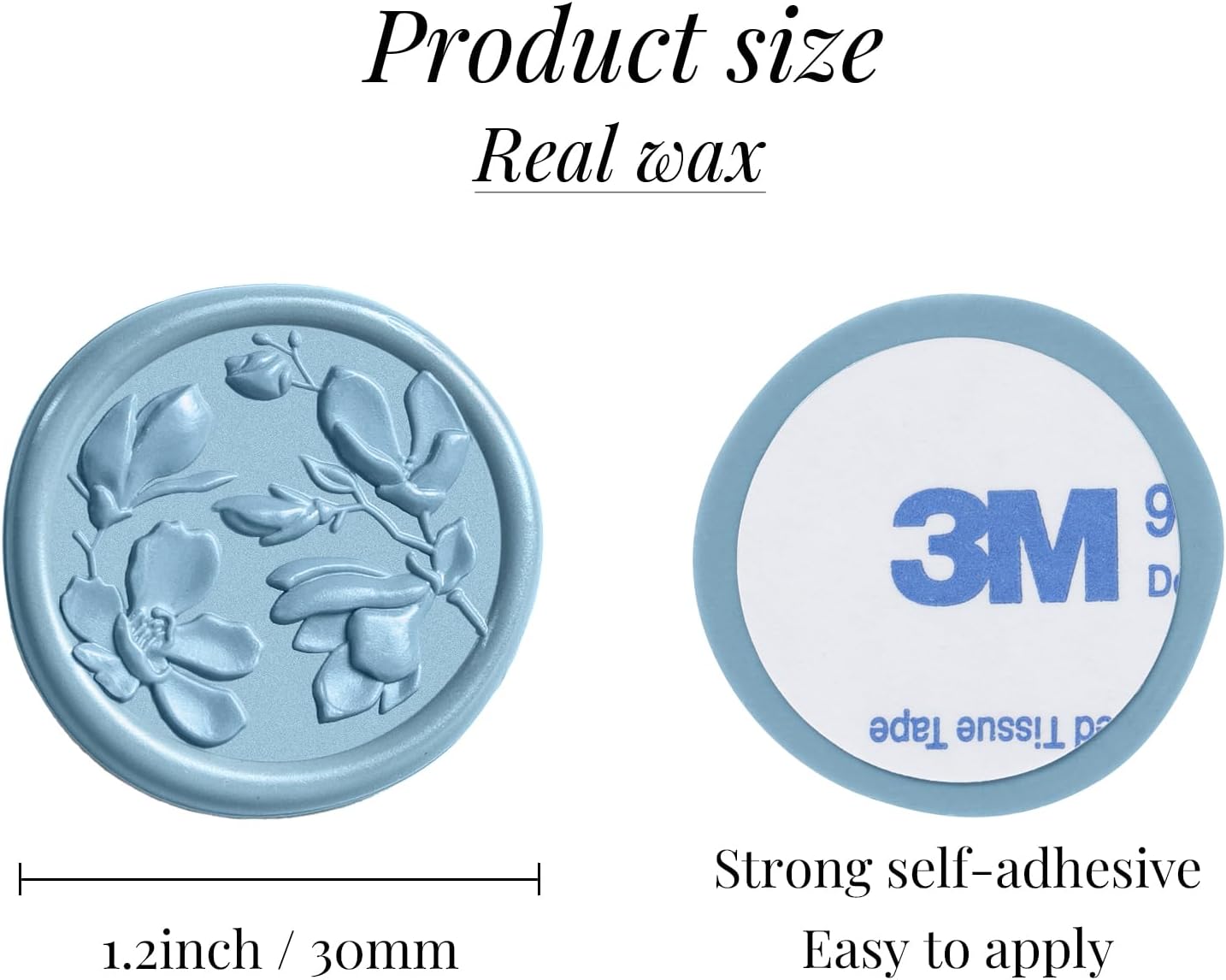 UNIQOOO Wax Seal Stickers - 3D Magnolia Wedding Invitation Envelope Botanical Seal Stickers, 50 Pcs Self- Adhesive Dusty Blue Stickers, Perfect for Invitation, Christmas, Gift Wrapping, Party