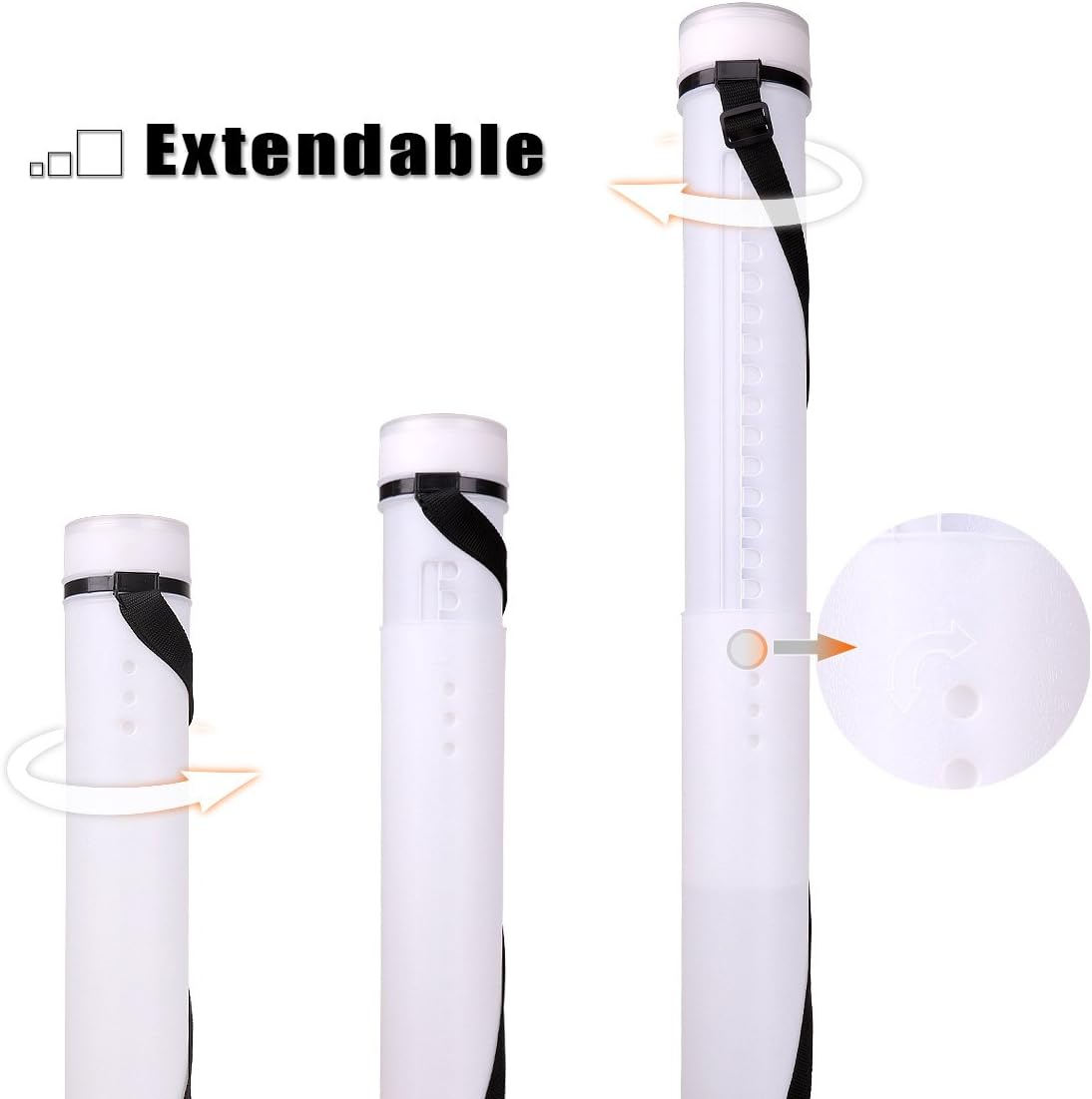 TRANSON Durable Poster Storage Tube with Straps 24"-40" Extendable for Blueprints, Artwork, Maps, Posters Color White