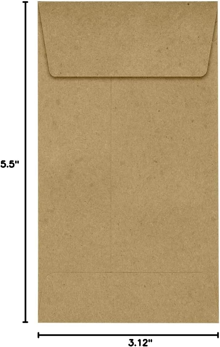 LUXPaper #5 1/2 Coin Envelopes | Peel & Press | 3 1/8" x 5 1/2" | Grocery Bag Brown | 70lb. Text | 50 Qty