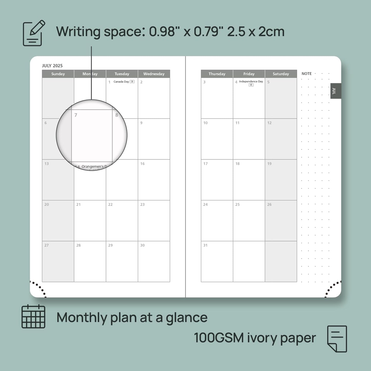 POPRUN Pocket Planner 2025-2026 (Purse Size 4'' x 6.25'') Academic Small Calendar (July 2025 - June 2026) with Hourly Time Slots, 100GSM Thick Papers, Leather Soft Cover - Grey