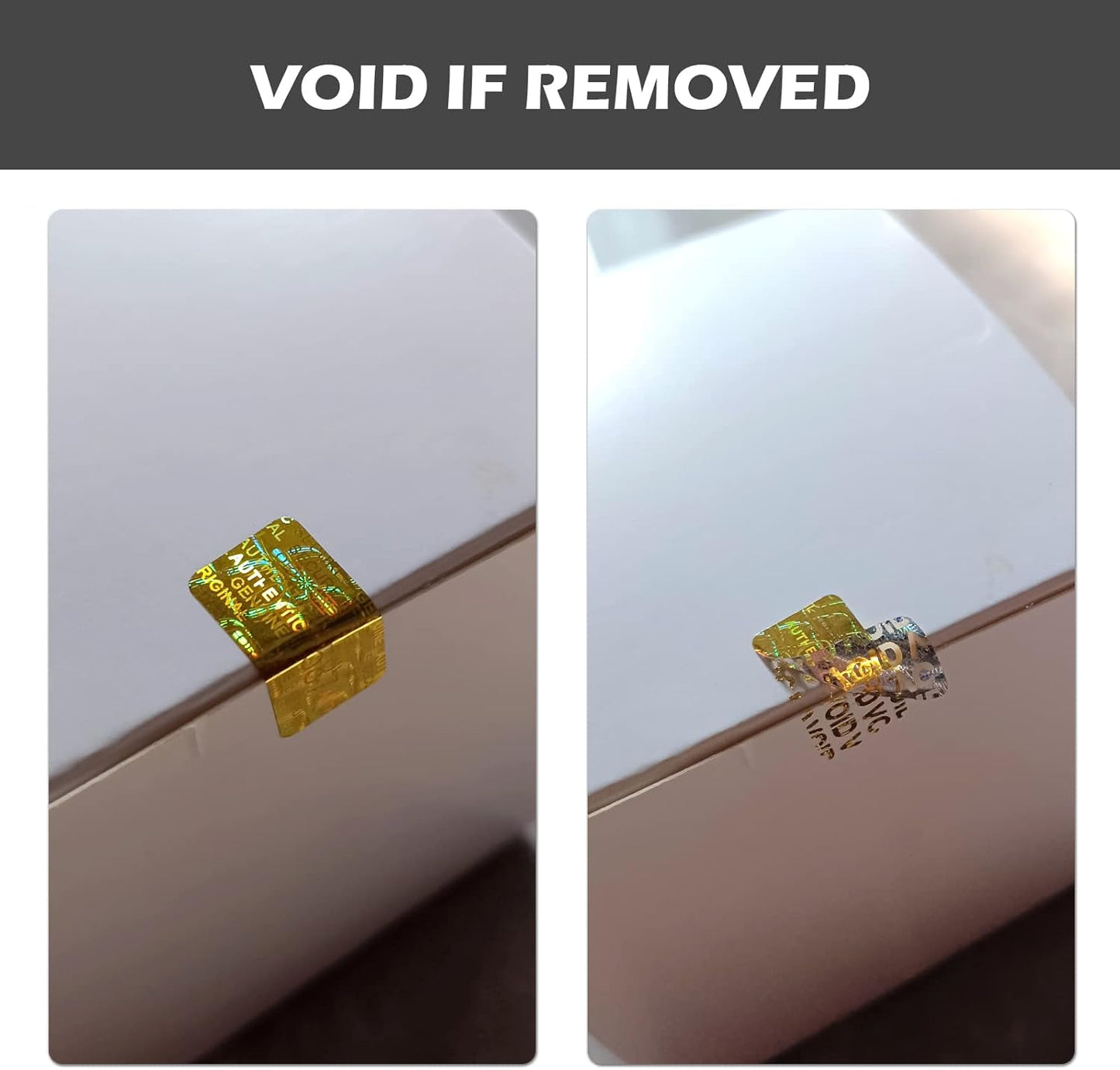 650pcs Tamper Proof Hologram Stickers Security Seal Labels Genuine Guarantee Warranty Void Labels with Unique Serial Number Gold(0.8x0.4inch)