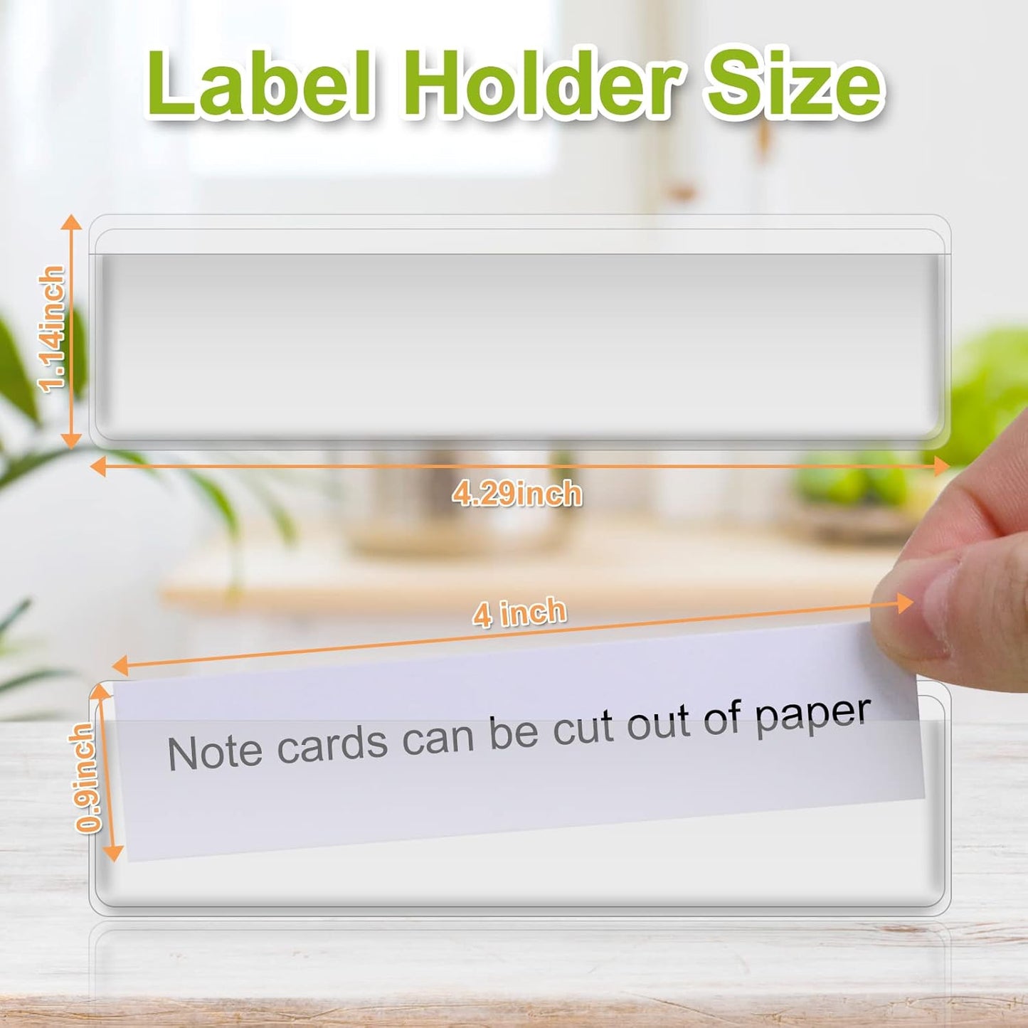 Label Holders Adhesive Shelf Tags - Fushing 150Pcs Clear Plastic Labels for Storage Bins with Name Label Badge Inserts, Removable Adhesive Pockets for Shelf Mailbox Binders Drawers Cabinets Organizer